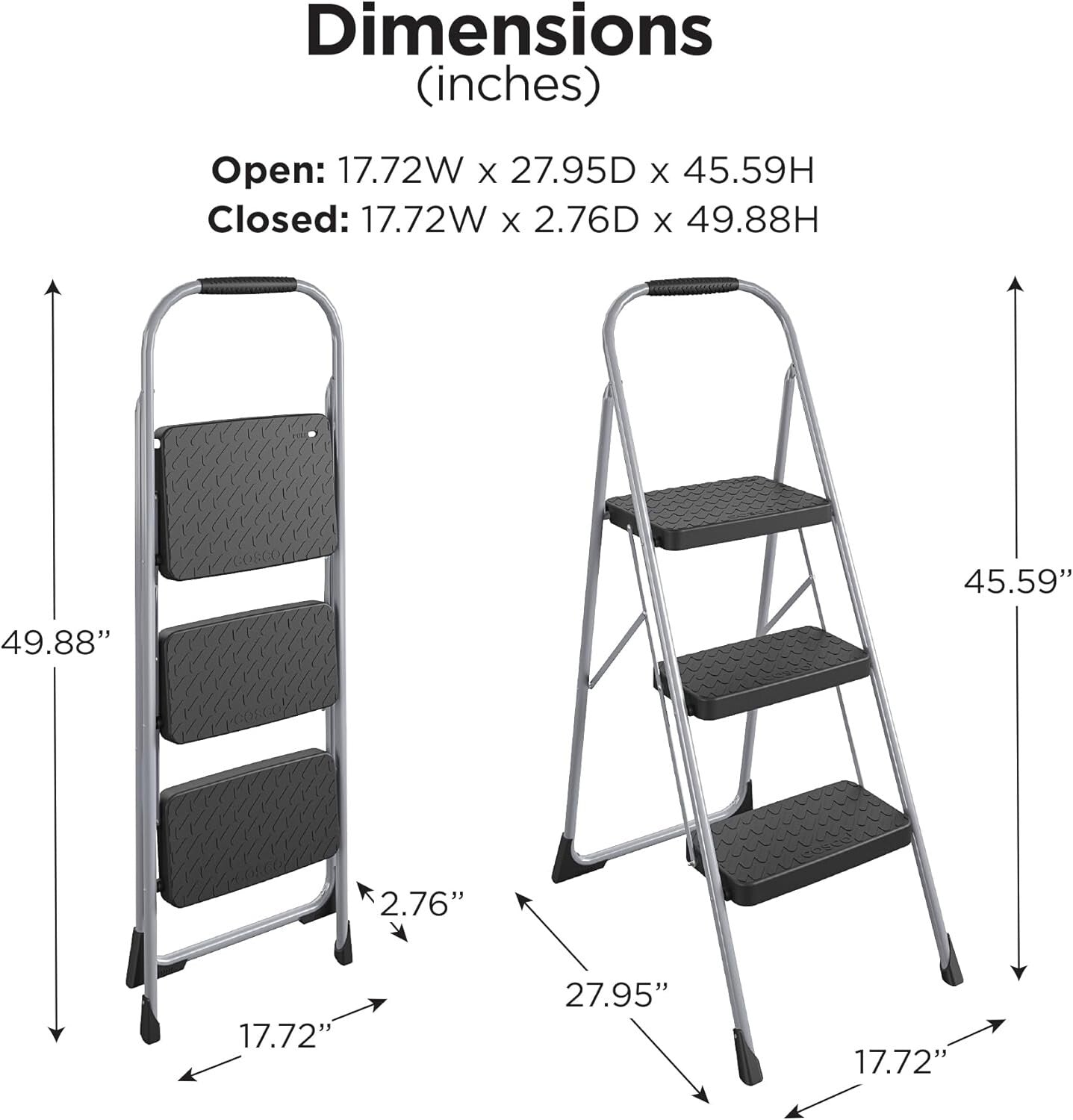 Stable and Lightweight Three-Step Folding Step Stool for Home Improvement Tasks