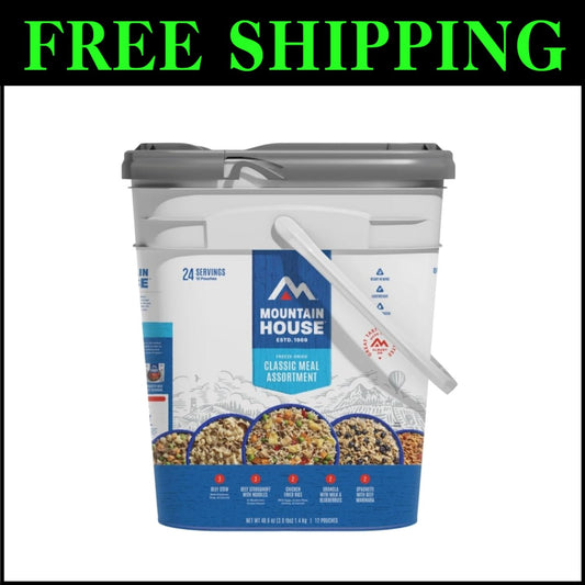 24 Servings of Delicious Freeze-Dried Outdoor Meals in Compact Recyclable Bucket