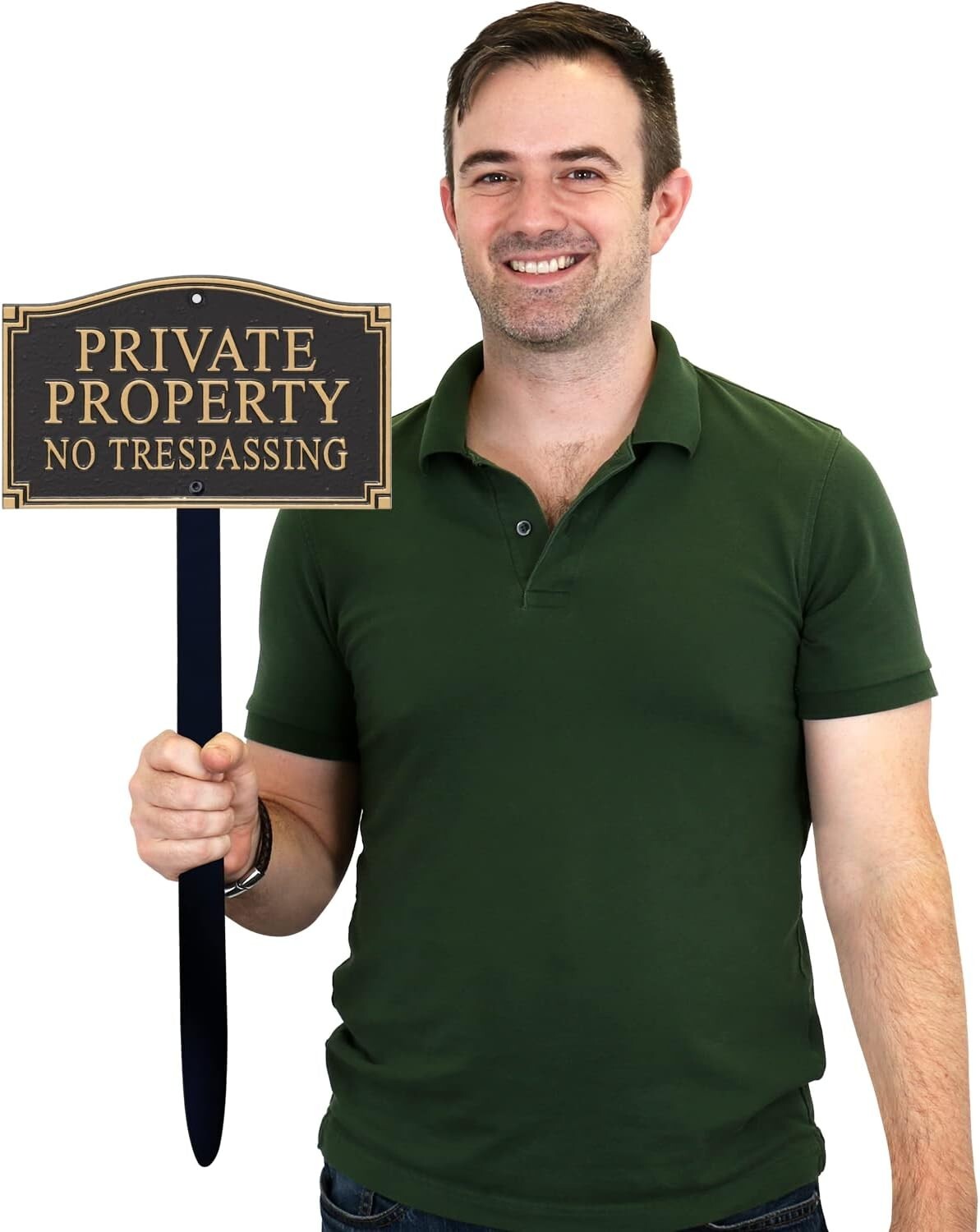Elegant Private Property No Trespassing Sign with 18" Lawn Stake for Garden Use
