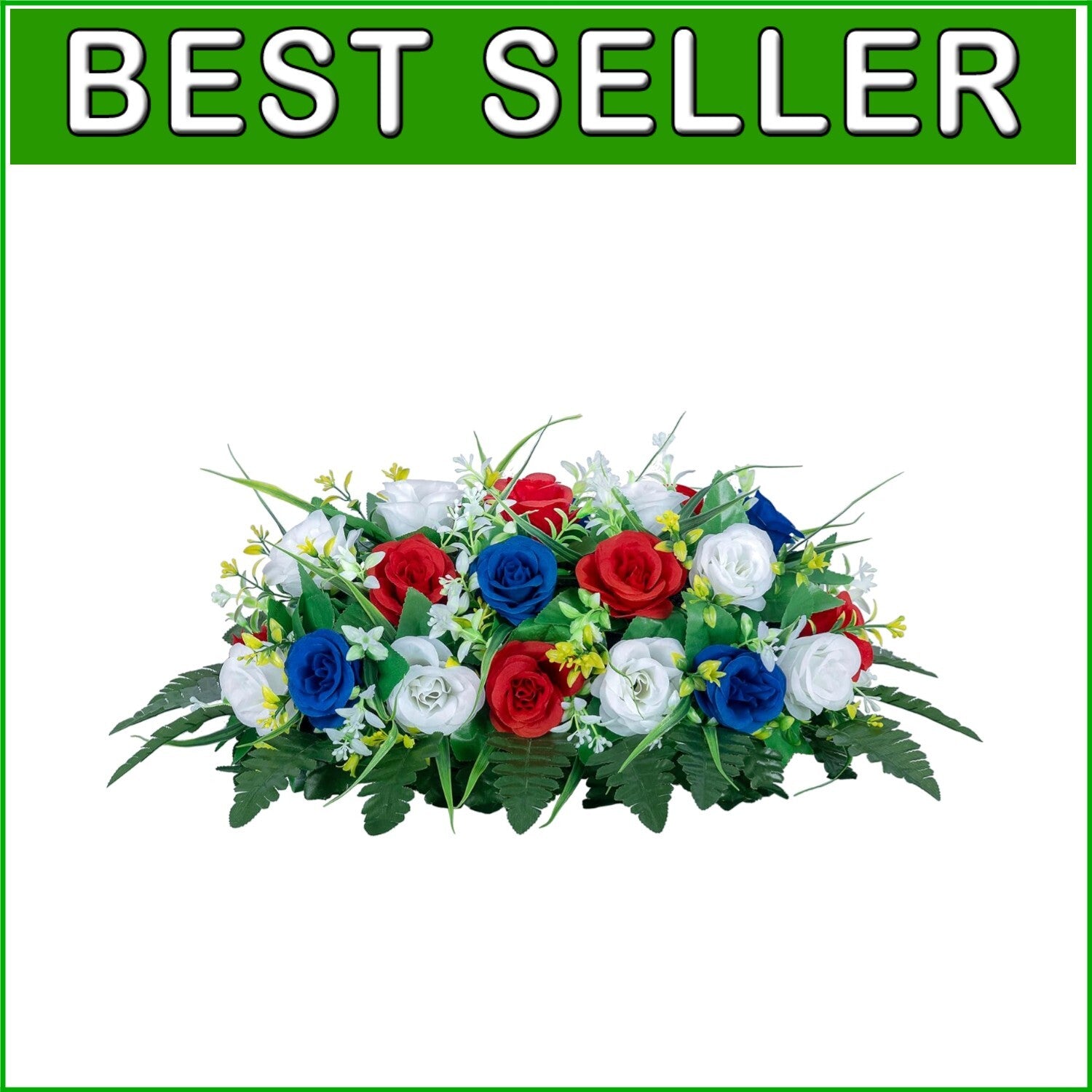 Artificial Rose Combination Flower Saddle for Memorial Graves - 3.9" x 19.7"