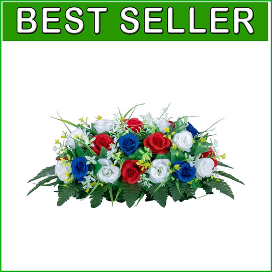 Artificial Rose Combination Flower Saddle for Memorial Graves - 3.9" x 19.7"