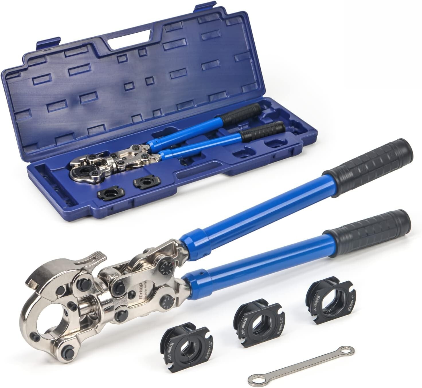 Premium Copper Crimping Tool with 1/2, 3/4, & 1-Inch Jaws for Quick Connections