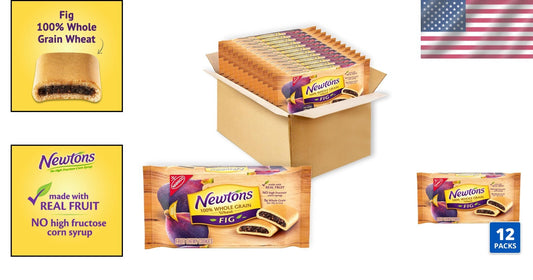 Delicious 12 x 10 oz Packs of Whole Grain Chewy Fig Bars - Kosher Snack