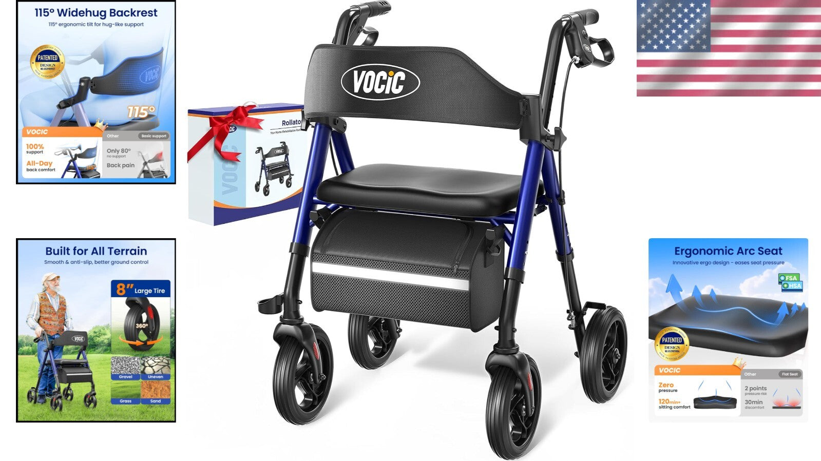 Lightweight Aluminum Walker for Seniors - Foldable, Adjustable Height & Storage