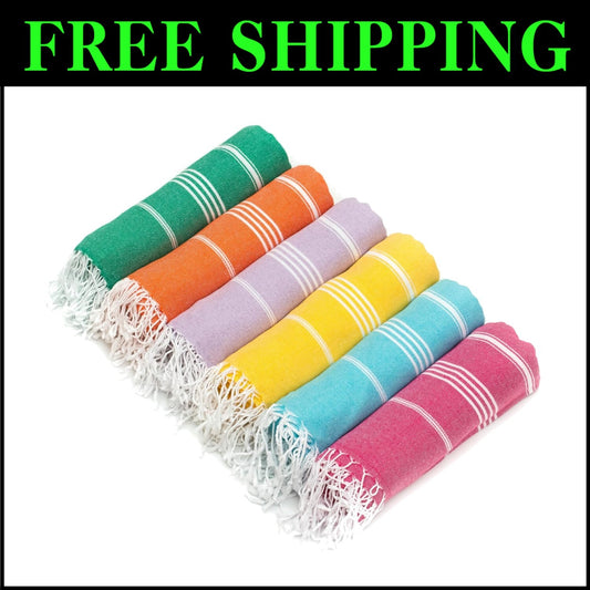 Extra Large 6 Pack Turkish Beach Towels 72x40" - Premium Sand-Resistant Design