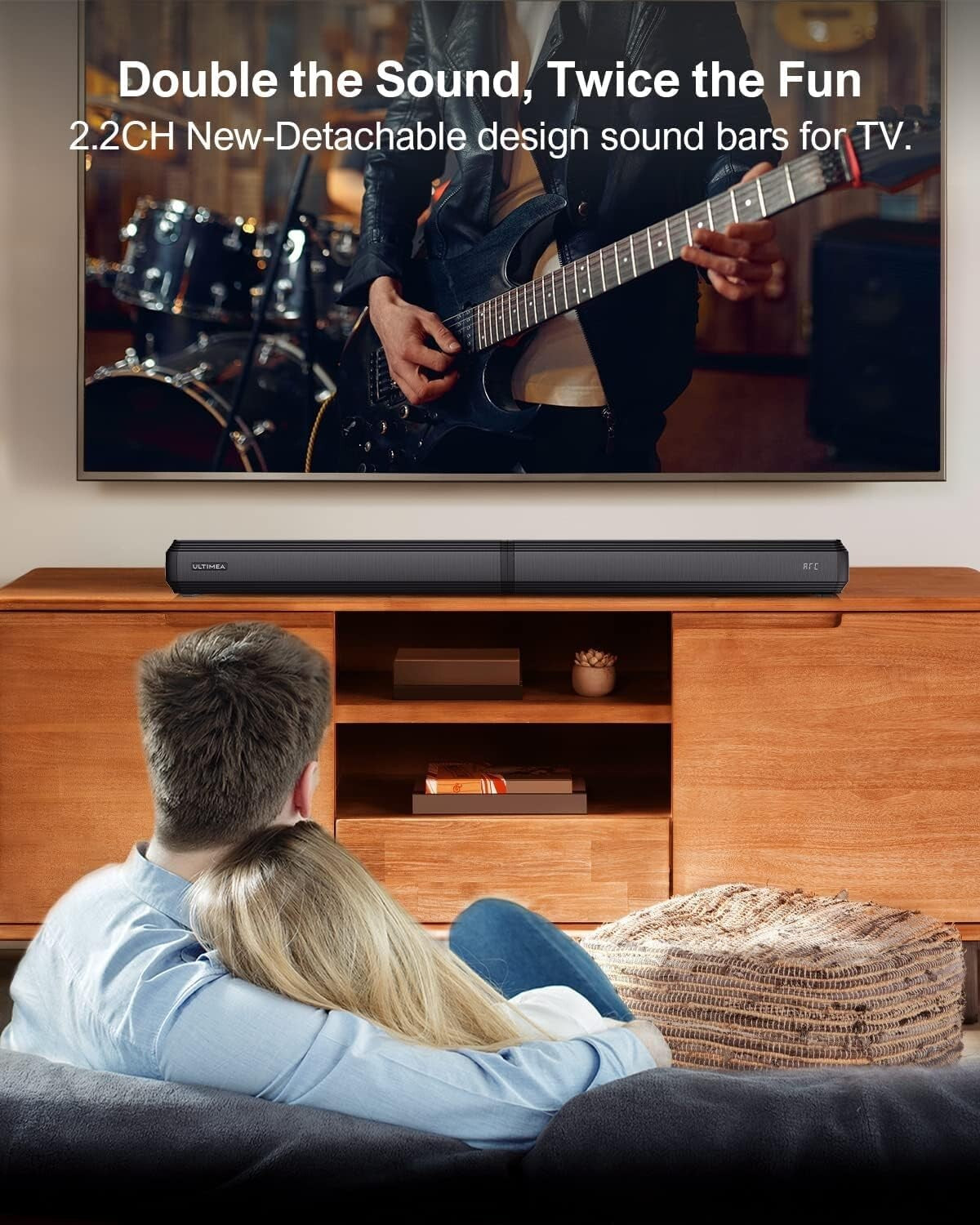 Dynamic 2.2ch Sound Bar with Detachable Design - Wall Mountable & App Control
