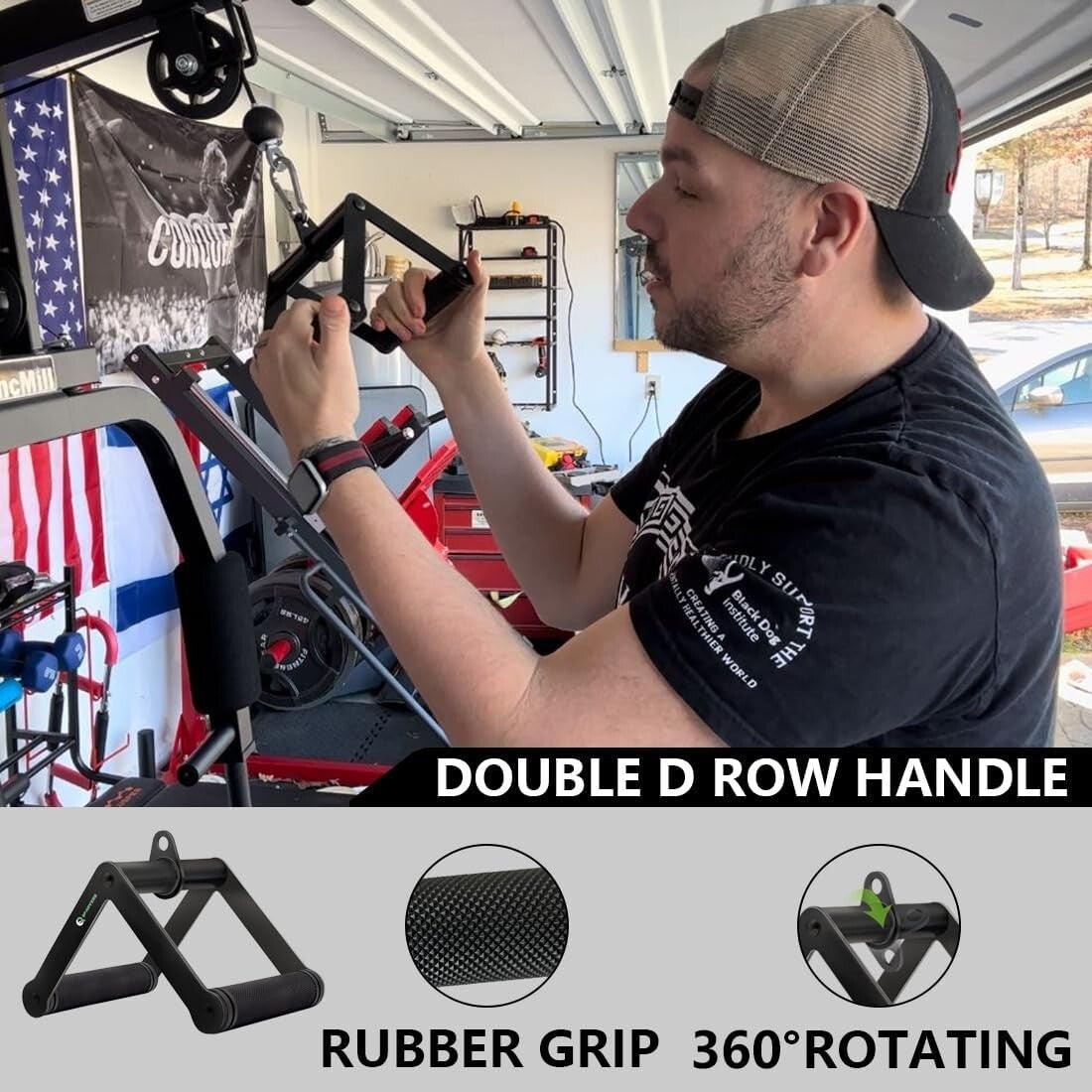 Cable Machine Attachment Set: V Handle, Rotating Bar & Triceps Rope for Home Gym