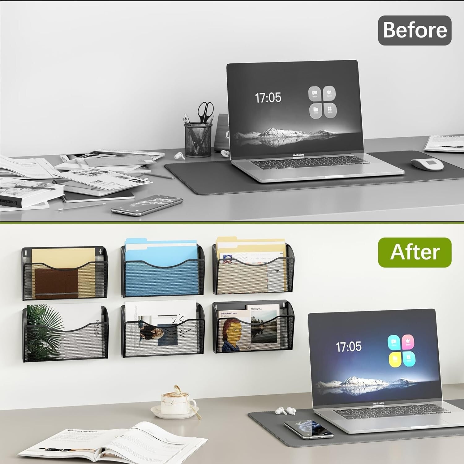 Durable Mesh Wall File Organizer | 6 Pocket Design for Optimal Space Utilization