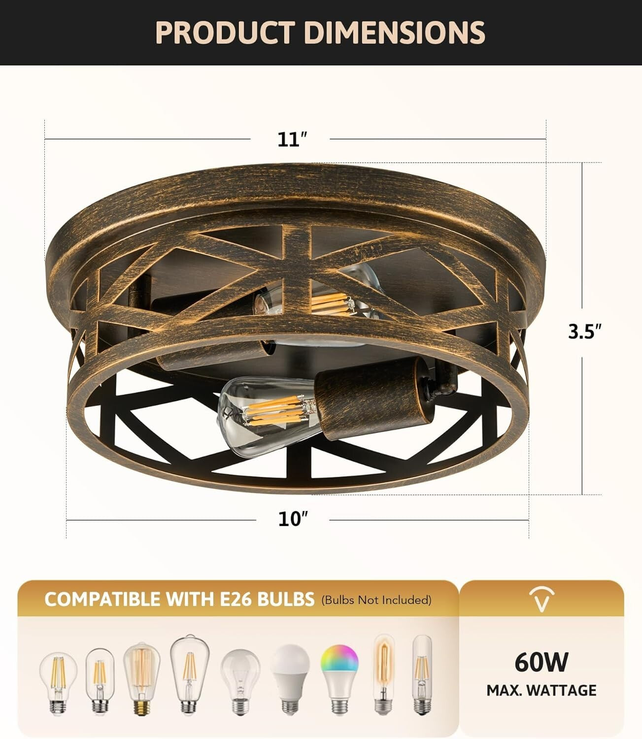 Elegant Oil-Rubbed Bronze Farmhouse Flush Mount Lighting for Entryway & Kitchen