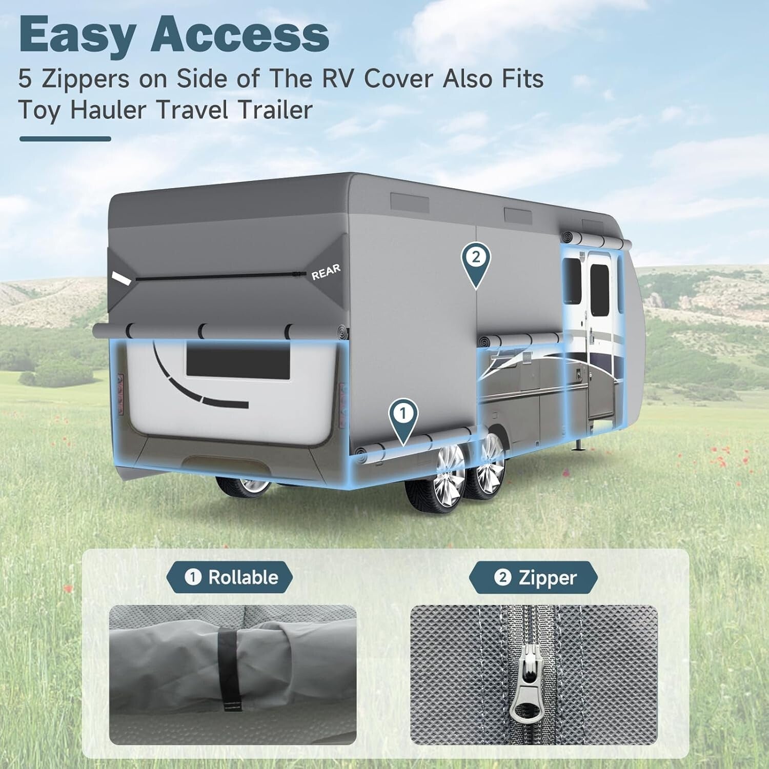 7-Layer Waterproof RV Cover for 16-18ft Trailers - Ultimate Protection Ensemble