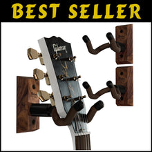 Load image into Gallery viewer, Elegant 3-Pack Guitar Wall Mounts in Black Walnut for All Guitar Types