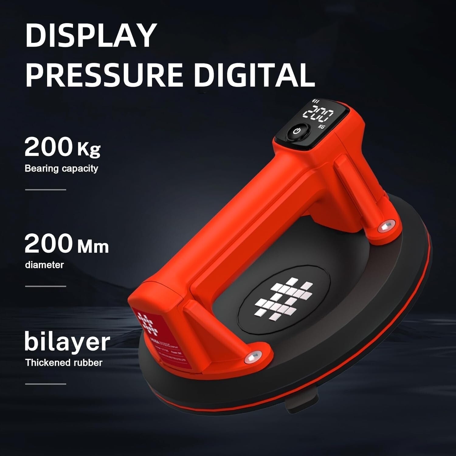 Automatic Vacuum 8-Inch Suction Cup with Digital Display for Safe Glass Handling