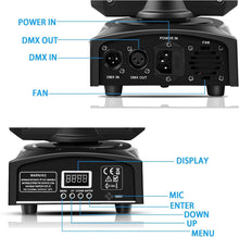 Load image into Gallery viewer, Compact DMX 512 Moving Head Spotlights - 8 Gobos &amp; Sound Activated Fun