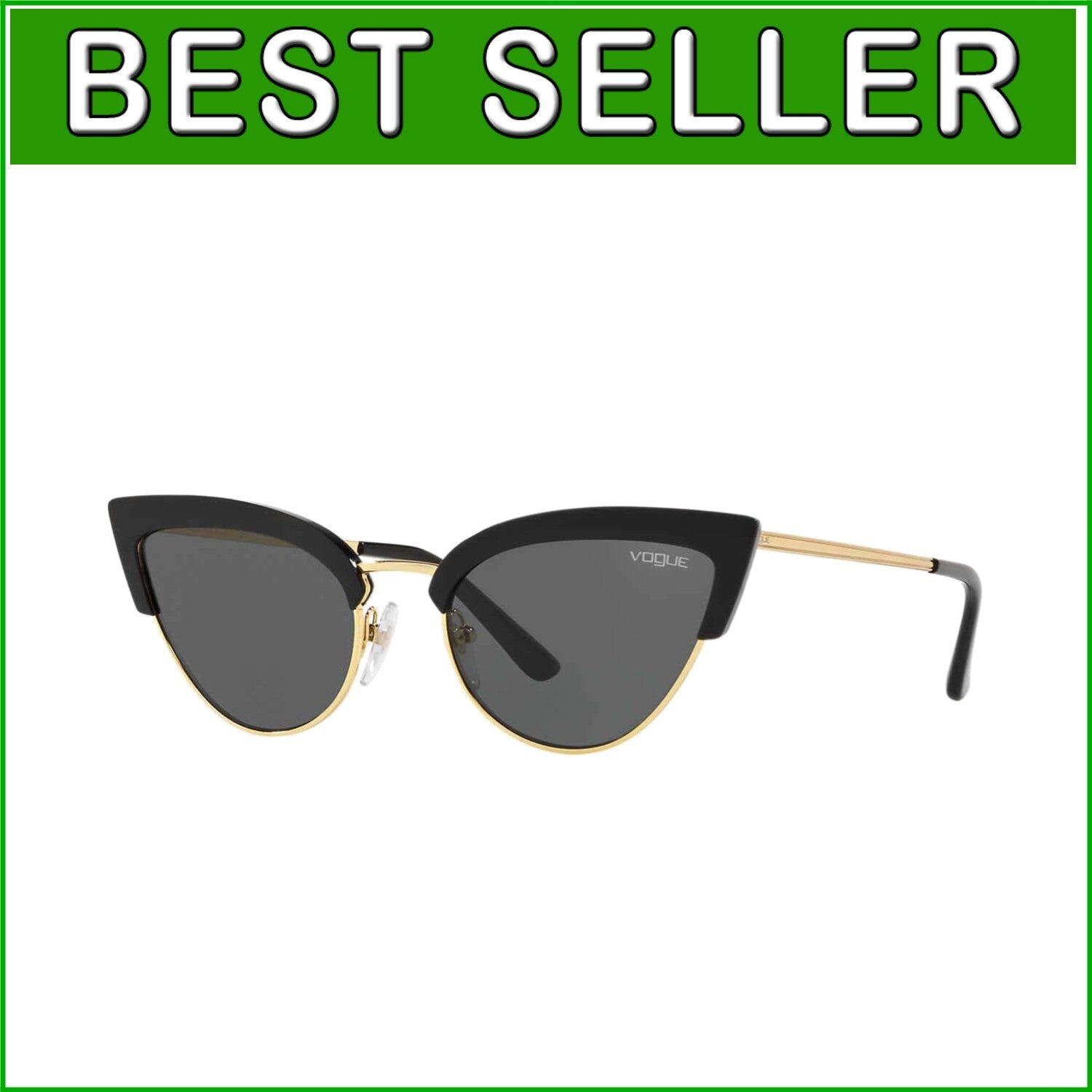 Trendy Cat Eye Sunglasses with Black Frame & Grey Non-Polarized Lenses, 55mm