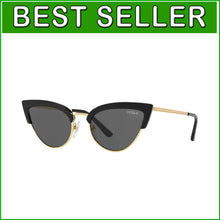 Load image into Gallery viewer, Trendy Cat Eye Sunglasses with Black Frame &amp; Grey Non-Polarized Lenses, 55mm