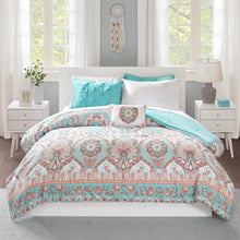 Load image into Gallery viewer, Vibrant Aqua Boho Comforter Set with Complete Sheet Set - 8 Pieces, Queen Size