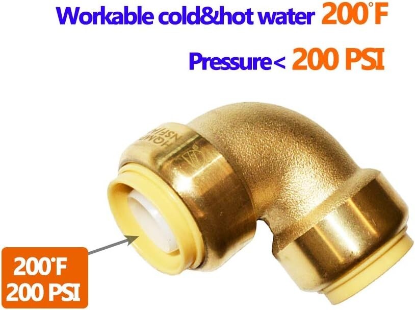 Effortless Installation: 3/4" Push-to-Connect Elbow - 12 pcs Lead-Free Brass