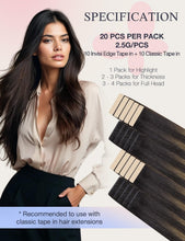 Load image into Gallery viewer, Luxury Human Hair Tape-In Extensions: 18 Inch, Dark to Chestnut, Hypoallergenic