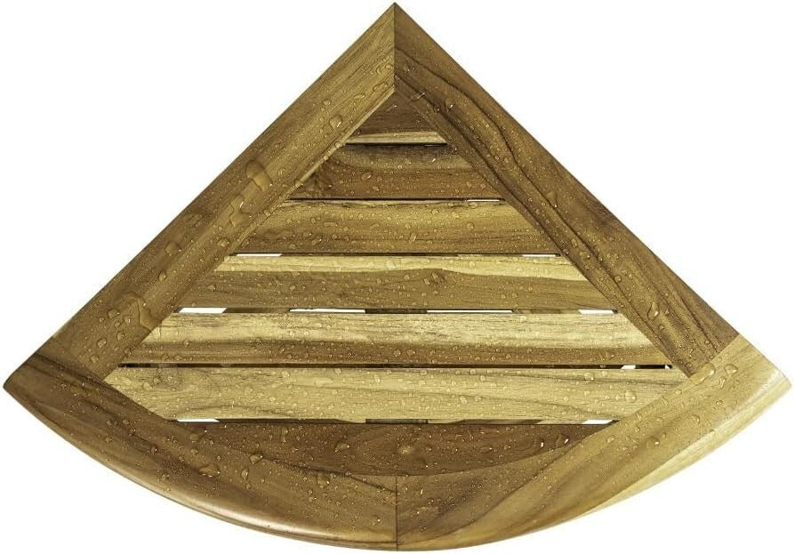 Elegant Teak Corner Shower Seat with Integrated Shelf - Perfect for Bathrooms