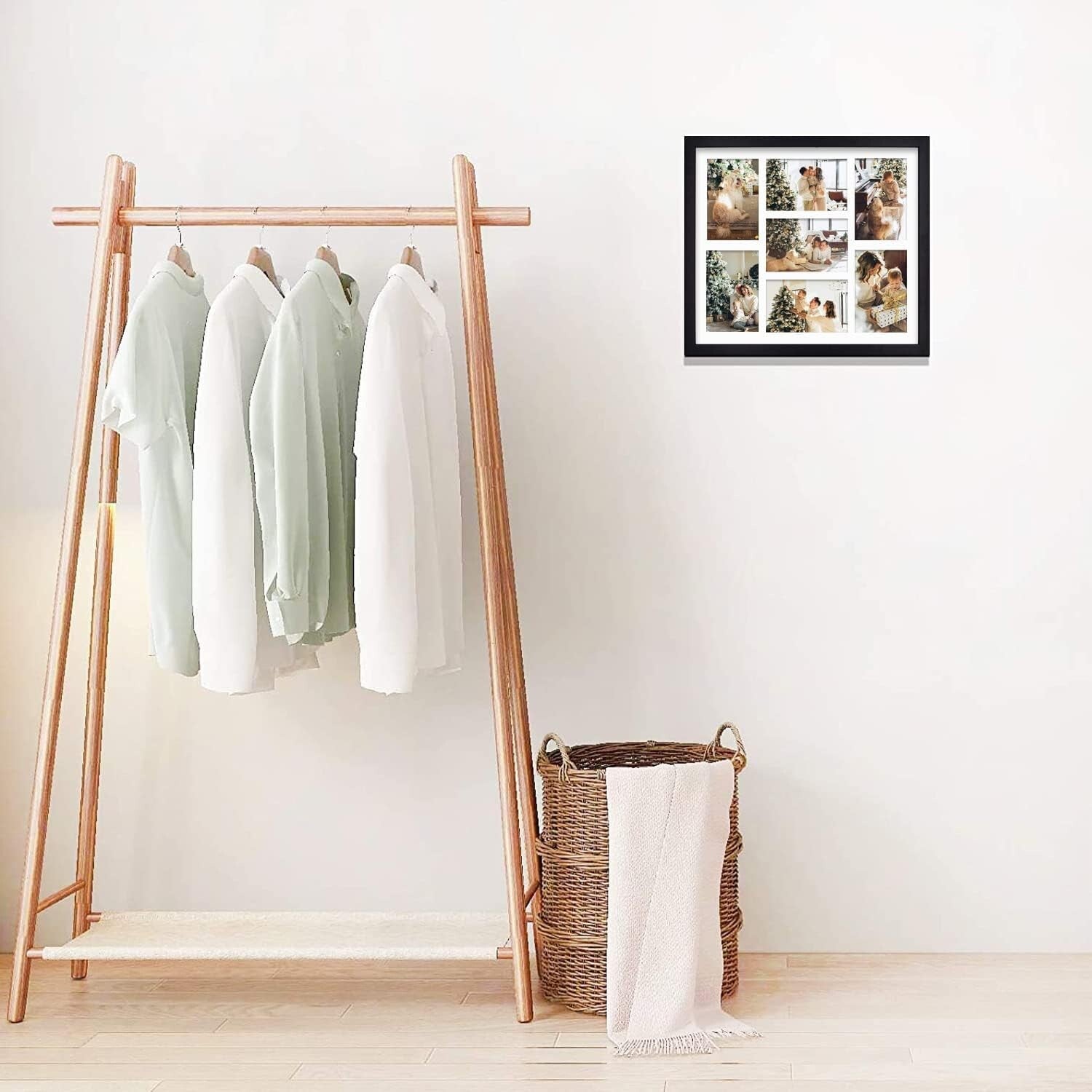 Chic Matted Black Wood Collage Picture Frame for 7 Photos, 13.7x15.7 Size