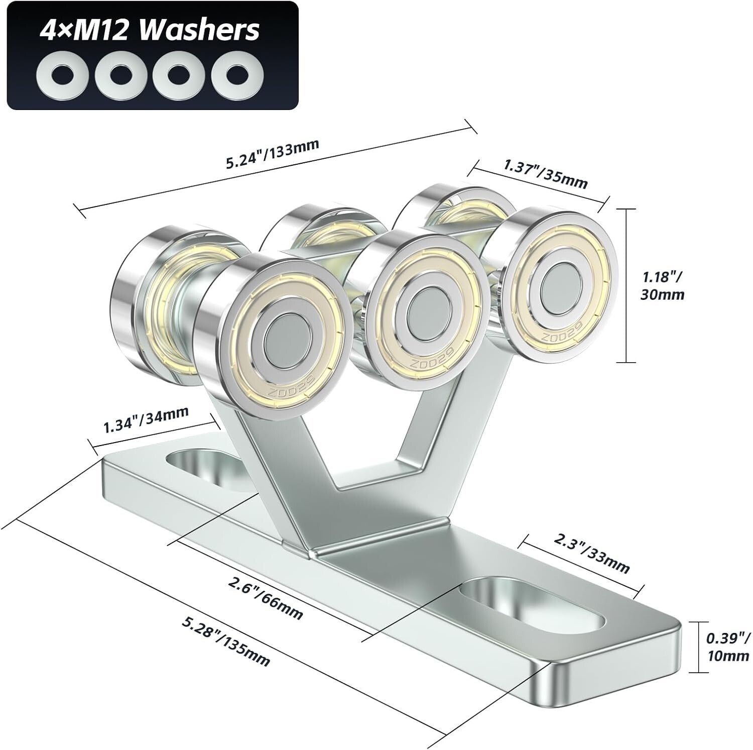 High-Strength Trolley for Electric Hoist Systems - Heat-Rolled Steel Pack of 4