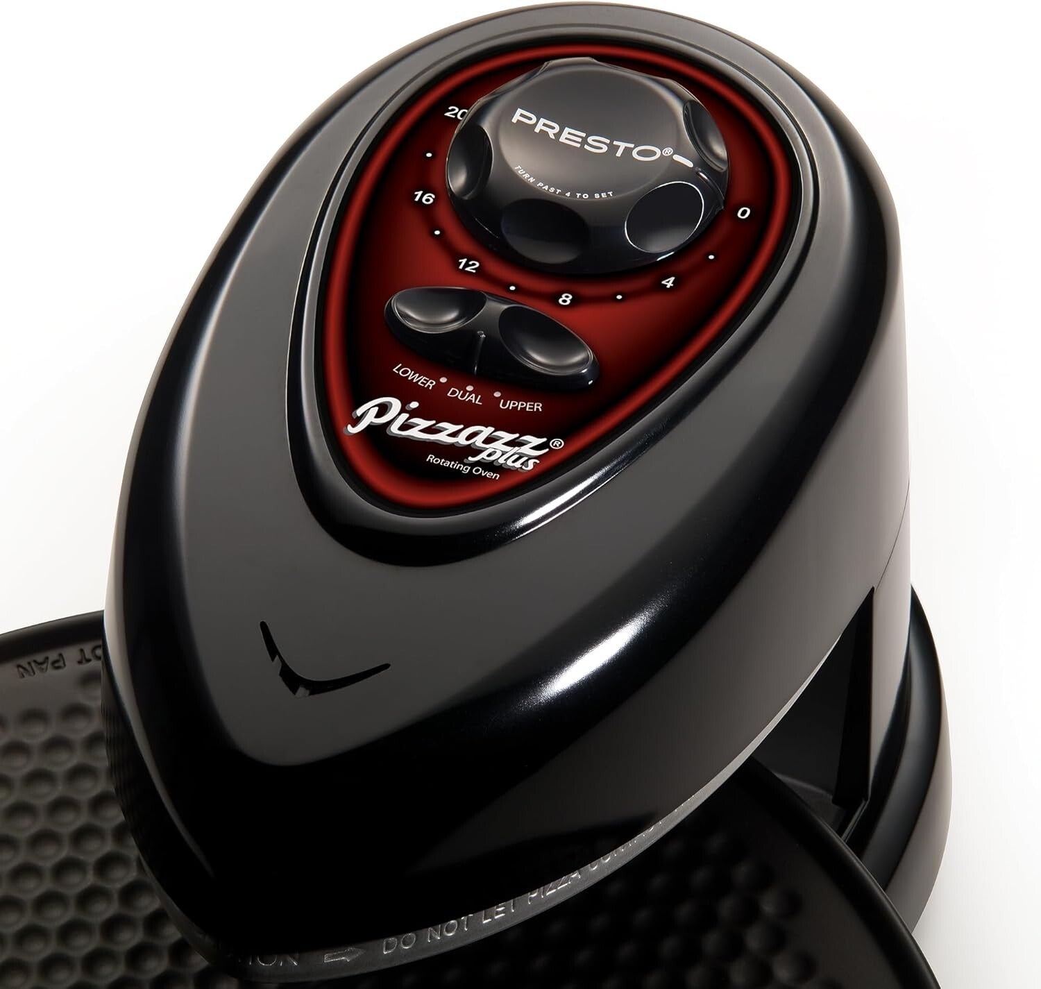 Energy-Efficient Rotating Pizza Oven - 12-Inch Nonstick Baking Pan, Black