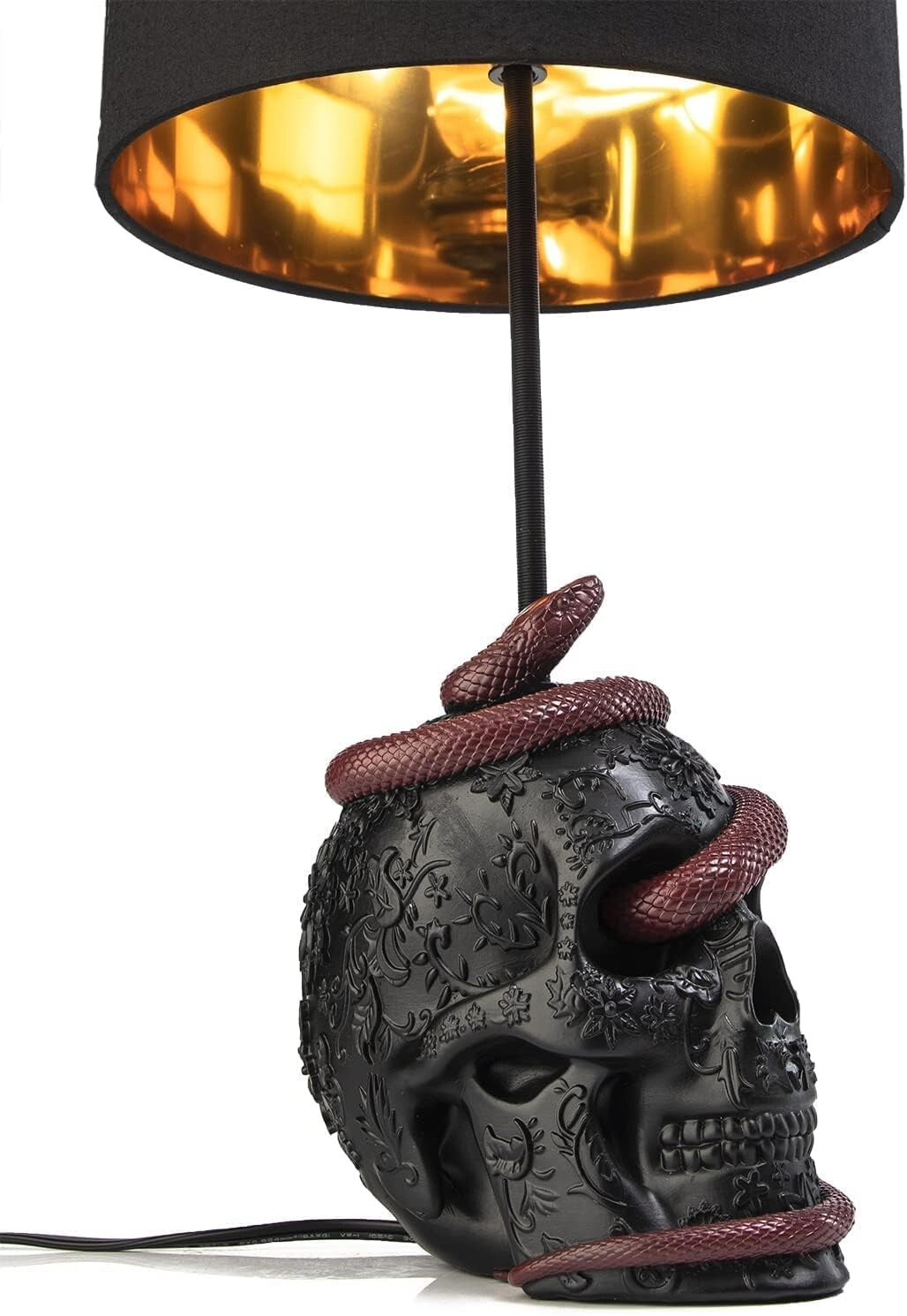 Dark Elegance: 24" Snake Skull Table Lamp with Color Changing Feature