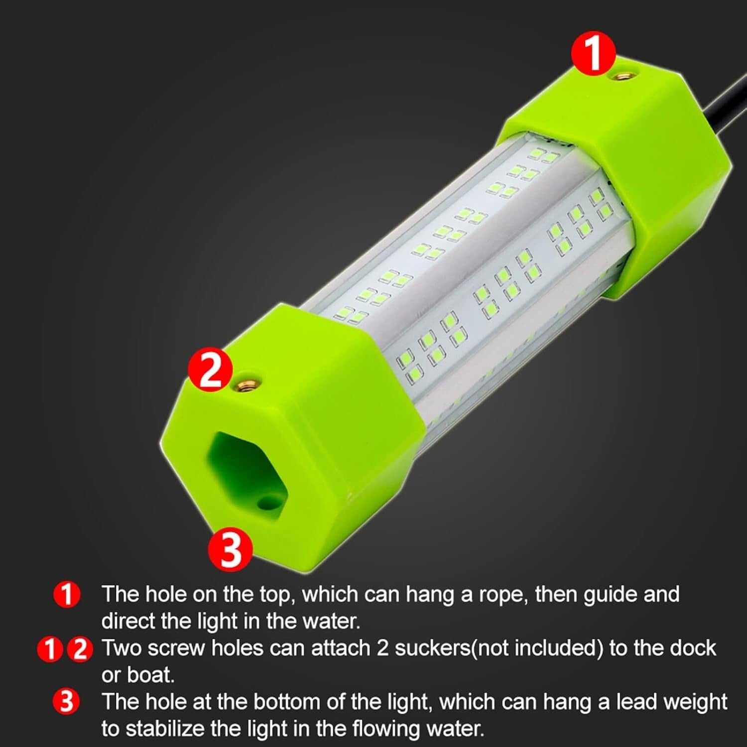 Super Bright IP68 Submersible FISH Glow Light 130W DC Underwater Fishing LEDs