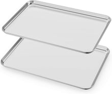 Load image into Gallery viewer, Versatile Baking Sheet Set - 2 Pack Stainless Steel Cookie Pans 20L x 14W