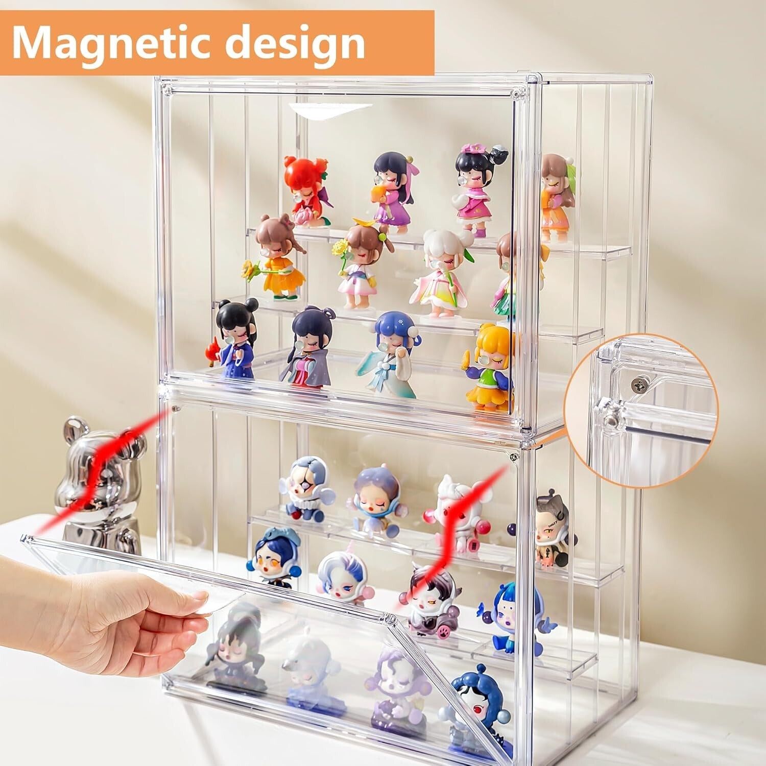 Stylish 3-Tier Clear Acrylic Display Storage Boxes with Movable Plates
