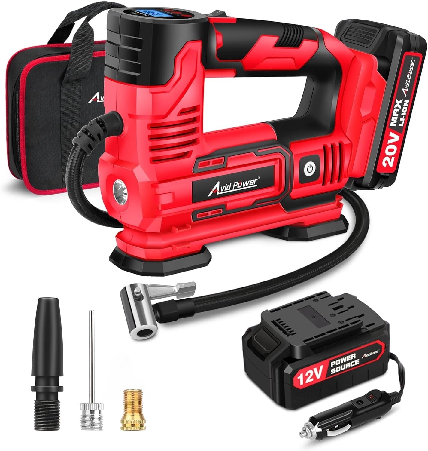 Rechargeable Air Compressor with LED Light - Ideal for Tires & Inflatables