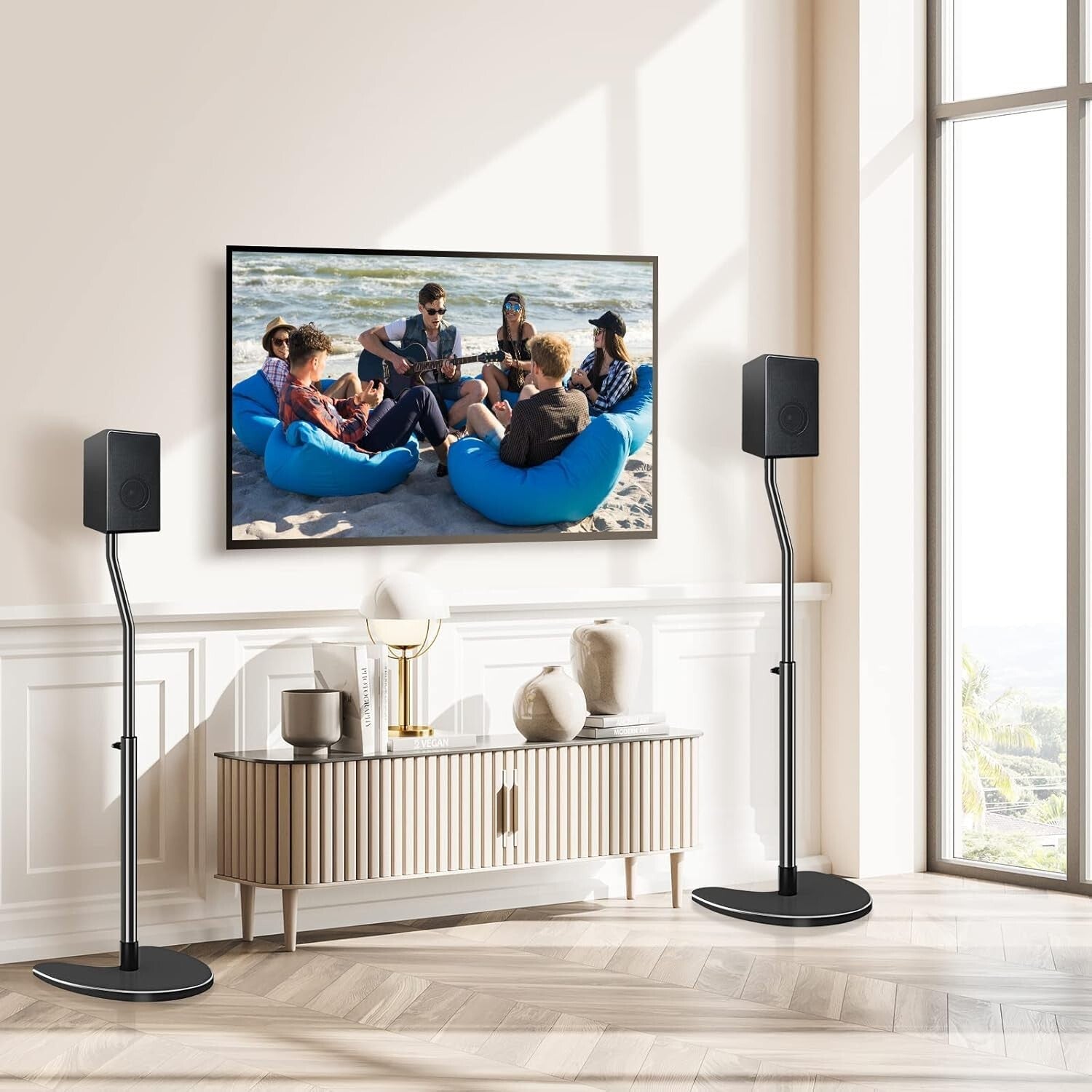 Height Adjustable Speaker Stands - Heavy Duty Floor Mounts with 11 LBS Capacity