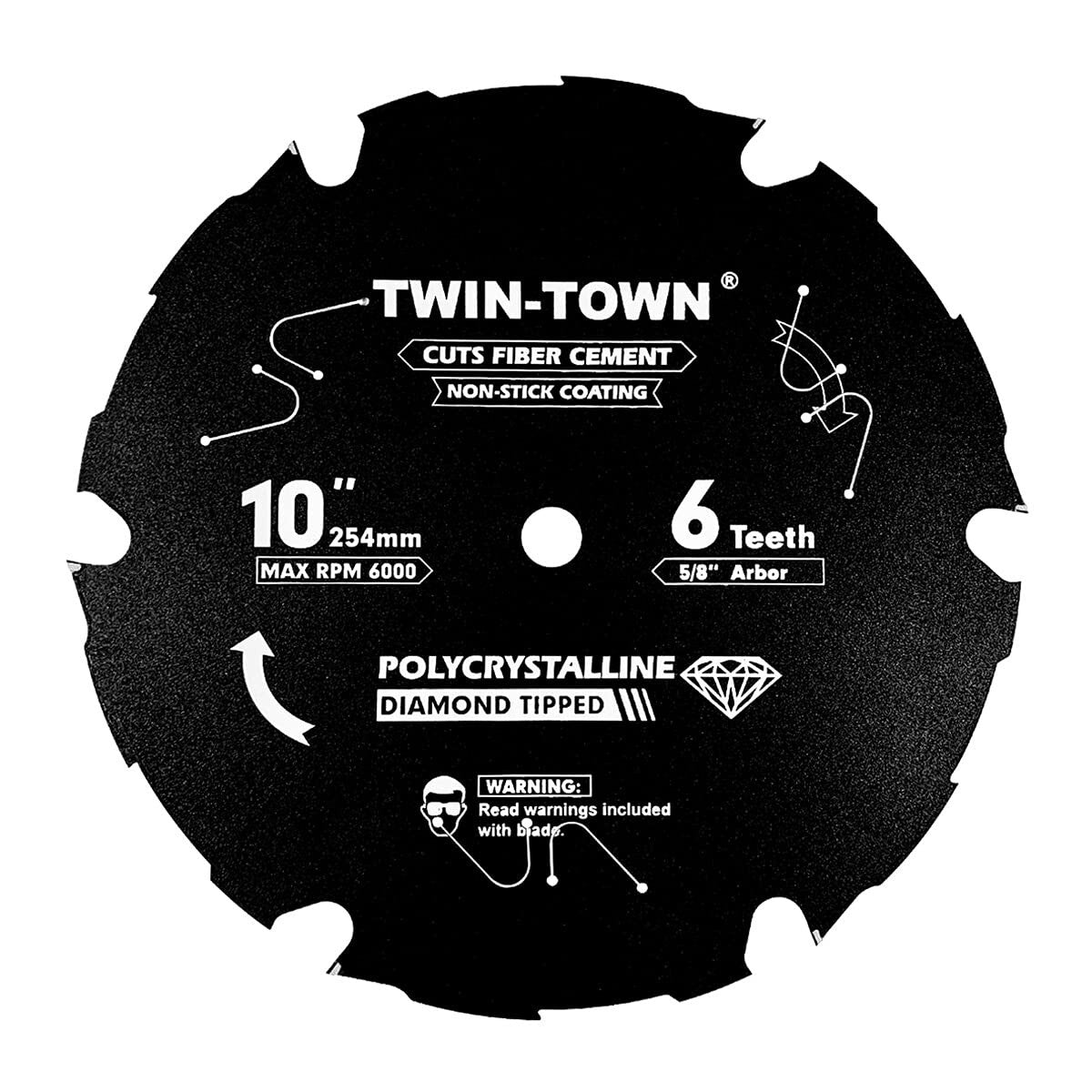 10-Inch Polycrystalline Diamond Tipped Blade - Ideal for Fiber Cement Cutting
