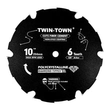 Load image into Gallery viewer, 10-Inch Polycrystalline Diamond Tipped Blade - Ideal for Fiber Cement Cutting