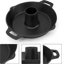 Load image into Gallery viewer, Universal Cast Iron Vertical Chicken Roaster with Roasting Pan – 11' Diameter