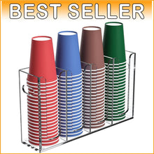Load image into Gallery viewer, Acrylic Cup Holder with Handles for Countertop or Wall Mount - 4 Compartments