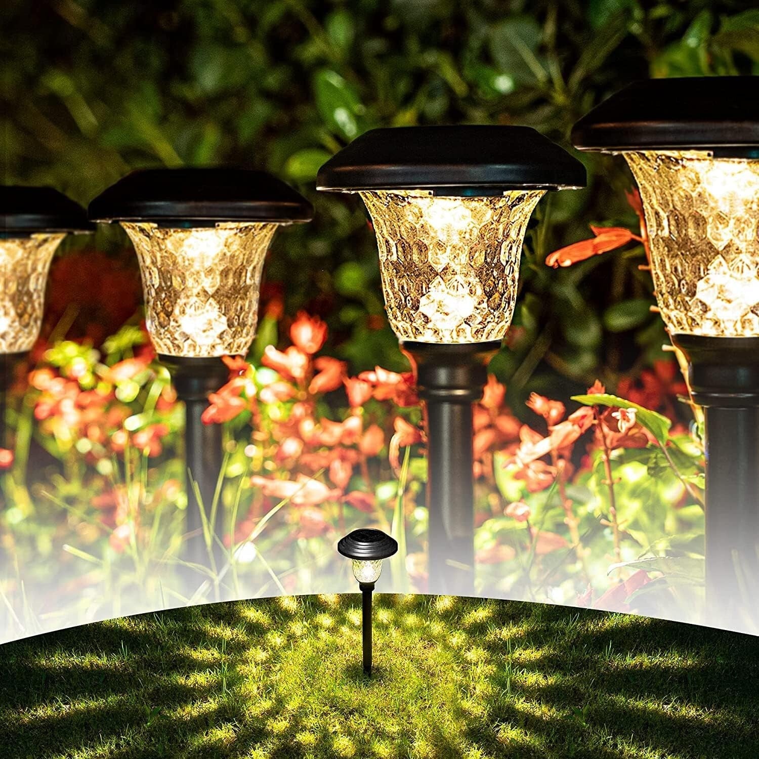 8 Pack Waterproof Solar Pathway Lights - Warm White LED Outdoor Elegance
