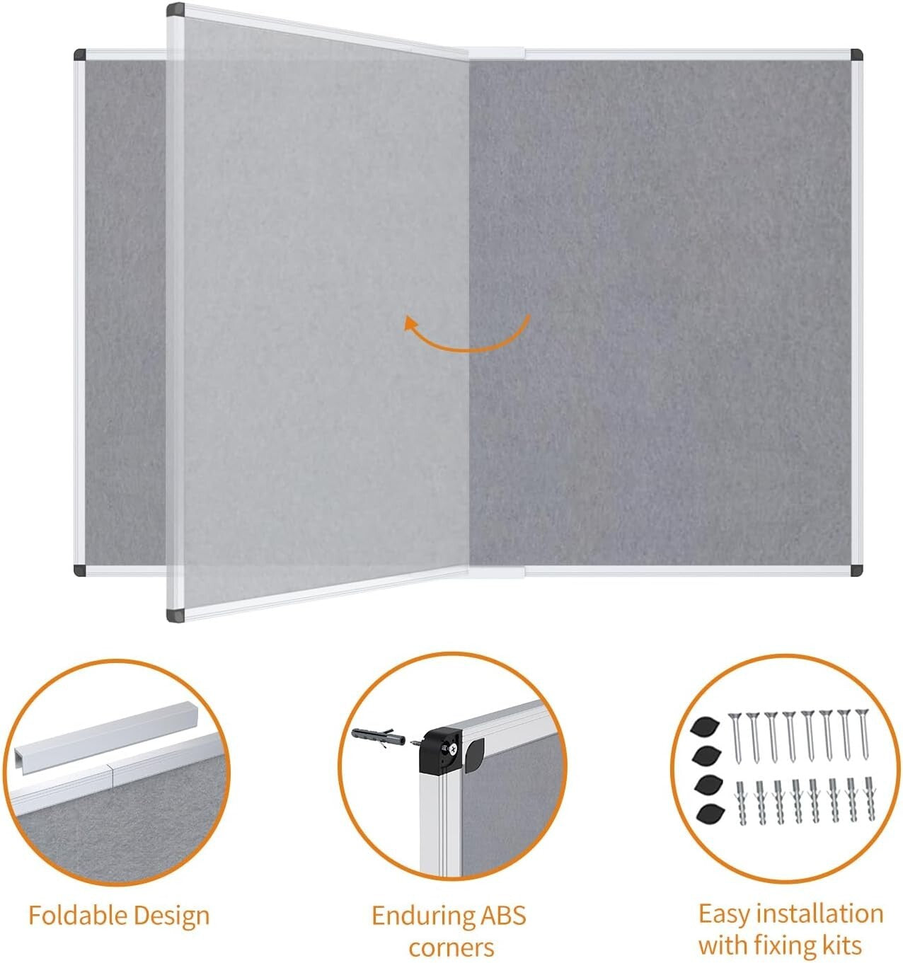 Luxury Gray Felt Bulletin Board, 72" x 48" - Self-Healing with Aluminum Frame