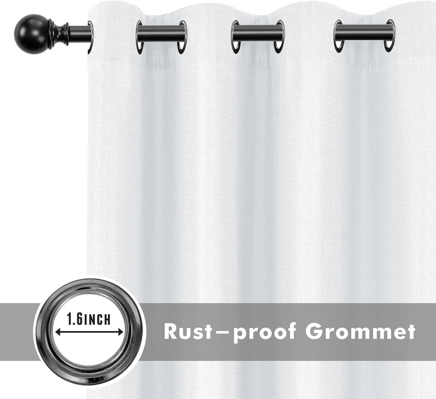 Elegant White Linen Outdoor Curtain Panels - 54" Wide x 84" Long, Weatherproof