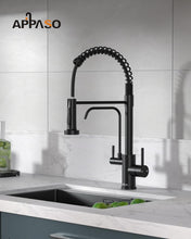 Load image into Gallery viewer, Stylish Matte Black 3 in 1 Pull Down Kitchen Faucet with Drinking Water Access