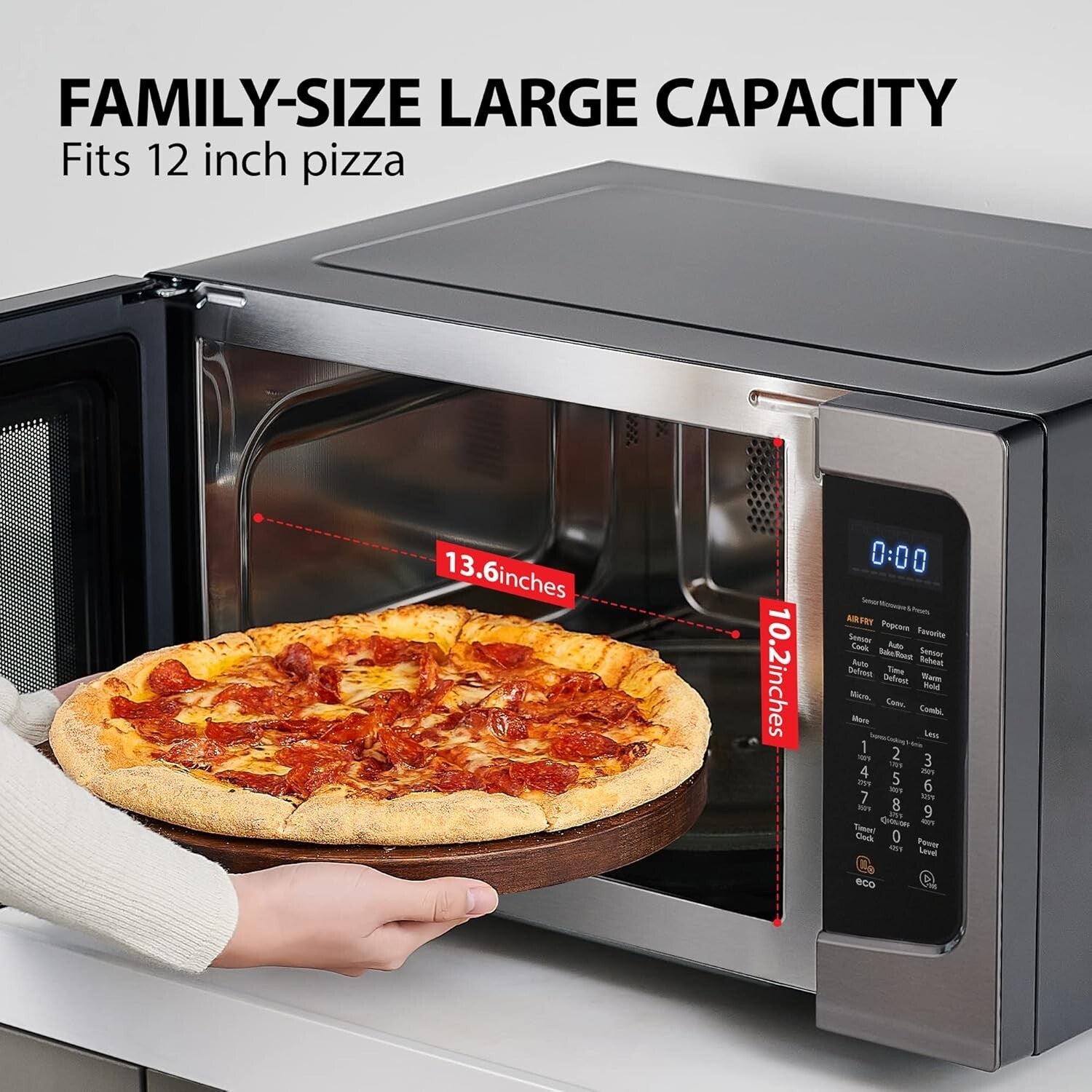 4-in-1 Air Fryer Combo Microwave Oven - Healthy Cooking in Black Stainless Steel