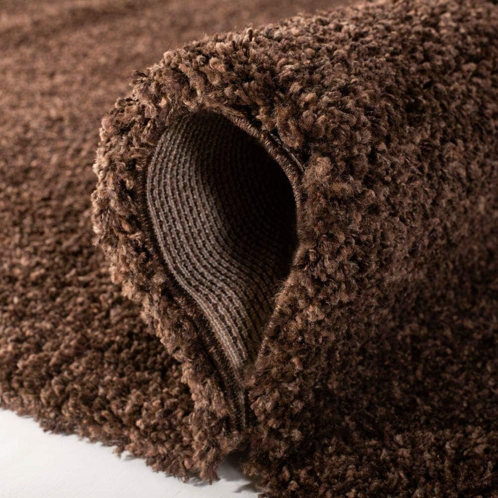 Durable Indoor Brown Shag Rug - 3' x 5' Non-Shedding for Cozy High Traffic Areas