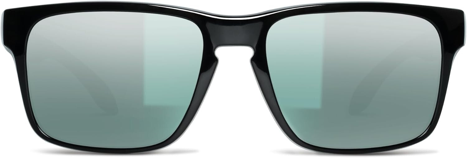 BNUS Italian Polarized Sunglasses with Corning Glass Lenses - B7066 Black/Silver