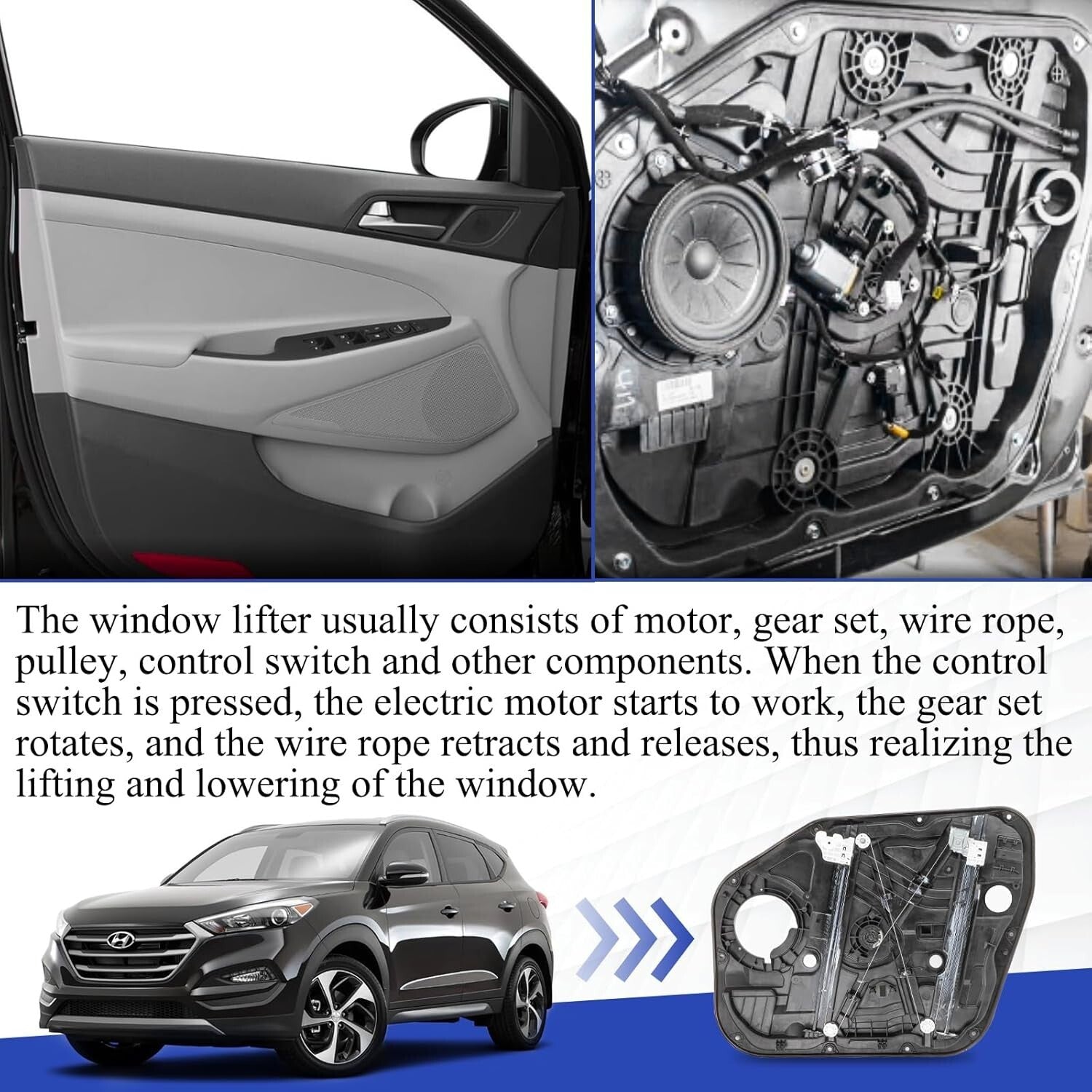 Hyundai Tucson Front Left Window Regulator - Durable, OEM Quality Performance