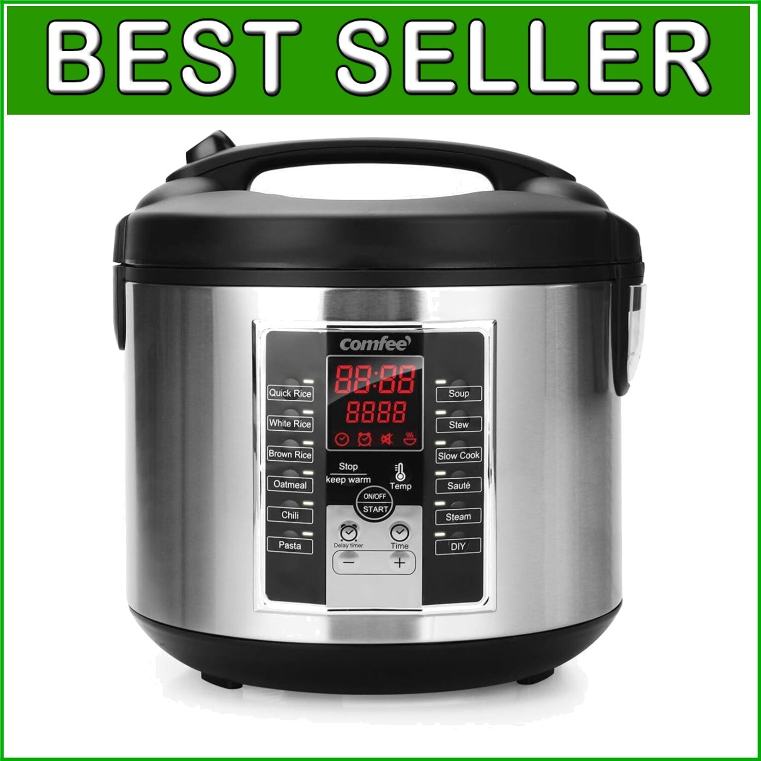 12 Digital Cooking Programs Multi Cooker - 5.2Qt Family Size Steamer & Rice Pot