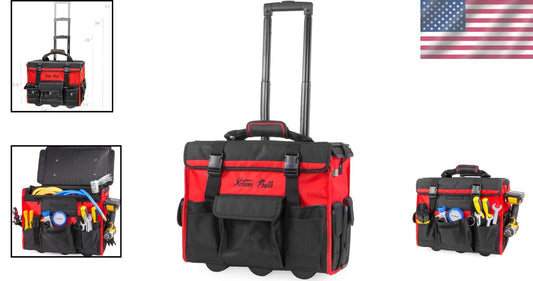Durable 18" Rolling Tool Bag with 18 Compartments - Perfect for Professionals