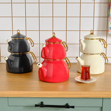 Load image into Gallery viewer, Elegant Retro Teapot and Kettle Duo - Stainless Steel, Anti-Microbial Coating