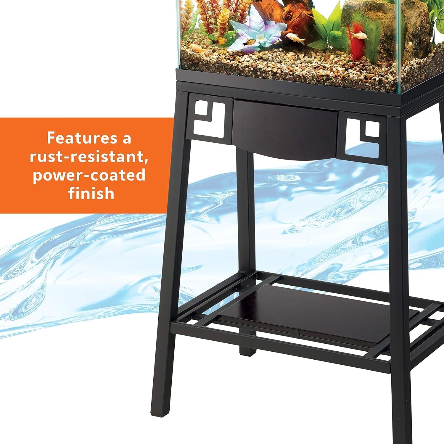 Elegant Metal 20 Gallon Aquarium Stand with Reversible Wood Panels - Black/Brown