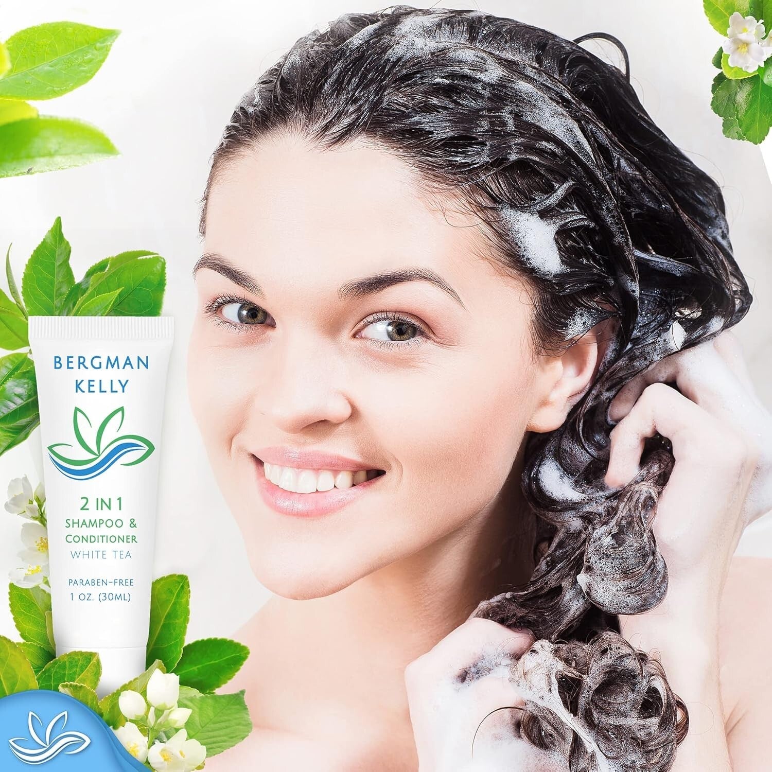 200 PK Travel Size 2-in-1 Shampoo & Conditioner - White Tea Luxe Amenities