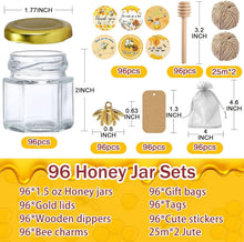 Load image into Gallery viewer, Cute 96 Pack Glass Honey Jars with Accessories – Ideal for Weddings &amp; Birthdays